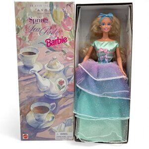 Vtg Barbie Spring Tea Party Avon Exclusive Collector Doll Blonde Green Eyes NIB